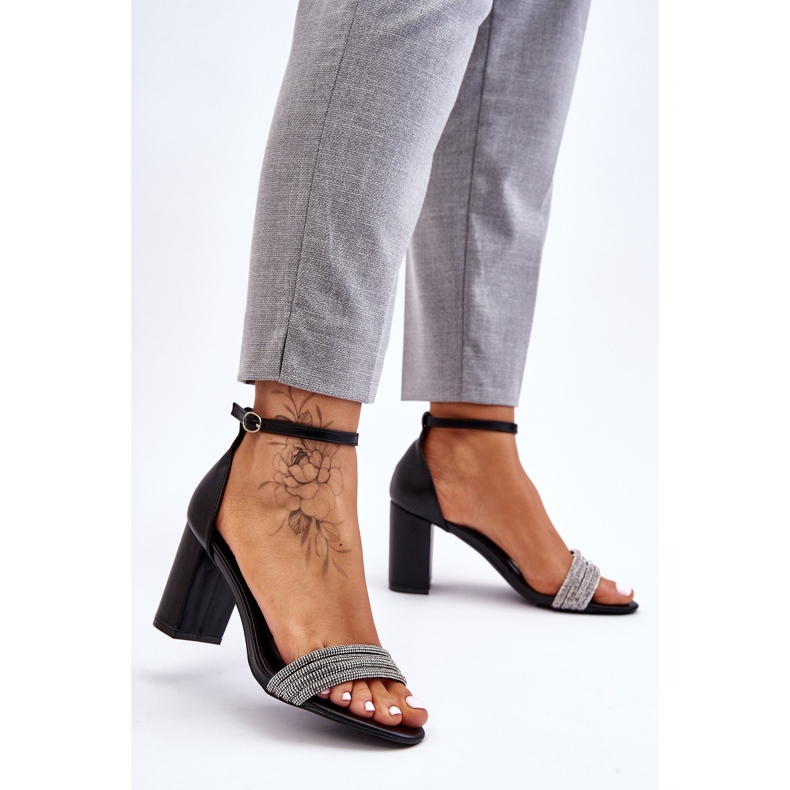 Eleganta sandaler med Cubic Zirconia Högklackat Svart Laurene 2