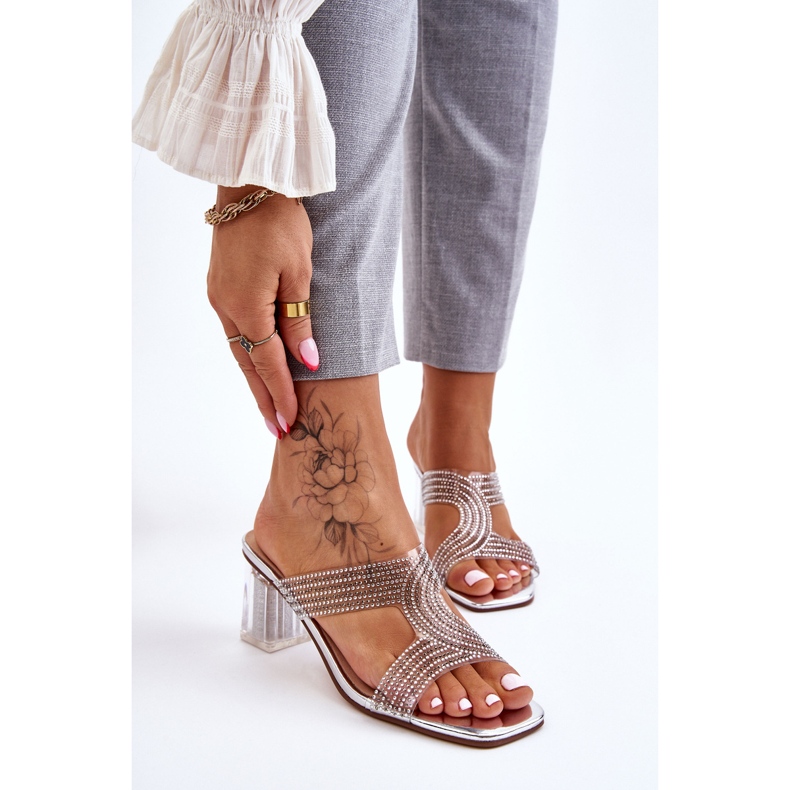 S.Barski Jaxen Silverklackade sandaler med strass silver- 1