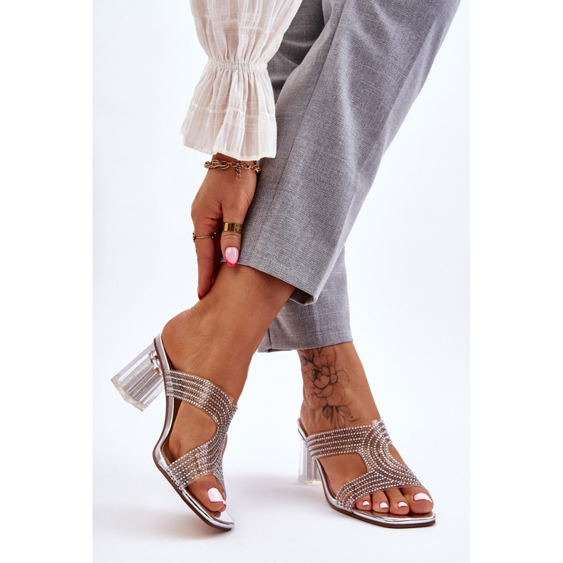 S.Barski Jaxen Silverklackade sandaler med strass silver- 2