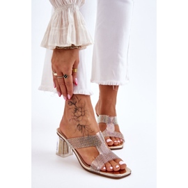 S.Barski Guld Jaxen-klackade sandaler med strass gyllene 1