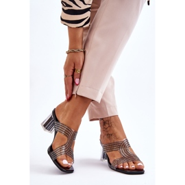 S.Barski Svarta klackade sandaler med strass Jaxen 2