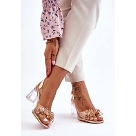 S.Barski Fashionabla genomskinliga sandaler med gyllene Carmelo-prydnader 2