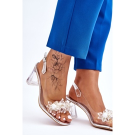 S.Barski Fashionabla genomskinliga sandaler med silver Carmelo ornament silver- 2