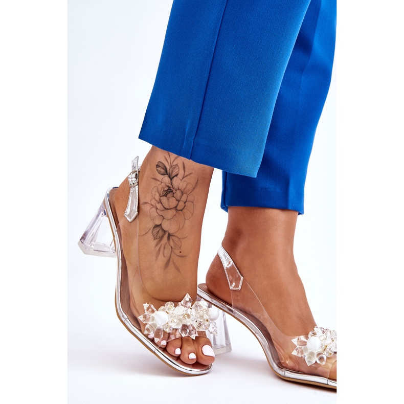 S.Barski Fashionabla genomskinliga sandaler med silver Carmelo ornament silver- 2