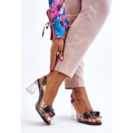 S.Barski Fashionabla genomskinliga sandaler med ornament Svart Carmelo 2