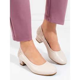 W. Potocki Kvinnors lågklackade pumps Potocki beige 1