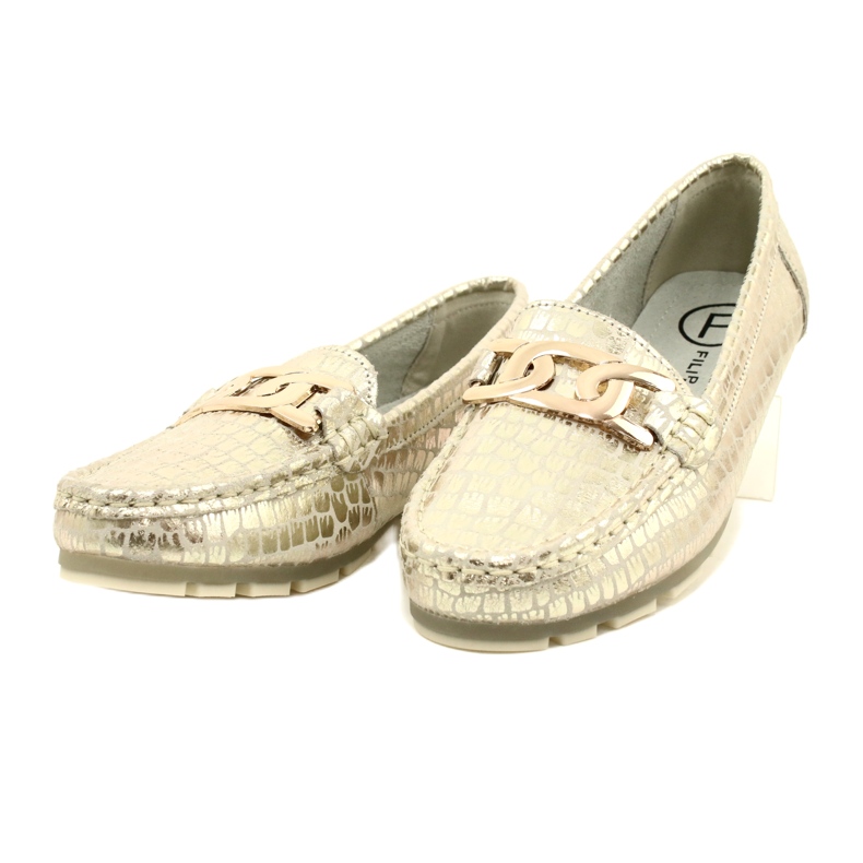 Filippo DP3630/23 loafers i gyllene läder beige 3