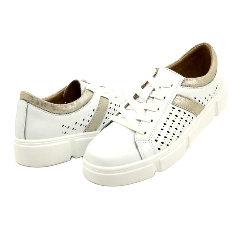 Genombrutna lädersneakers Filippo DP4531/23 WH GO vit 4