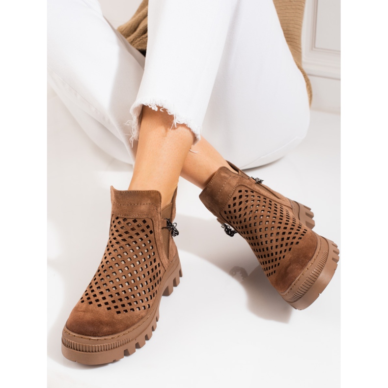 Genombrutna stövlar för kvinnor Potocki Brown brun 2