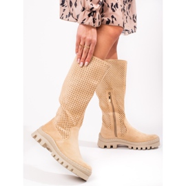 W. Potocki Genombrutna stövlar i mocka från Potocki beige 1