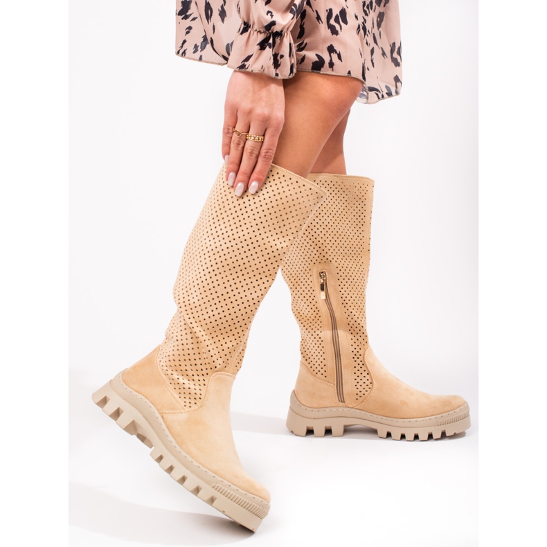 W. Potocki Genombrutna stövlar i mocka från Potocki beige 1