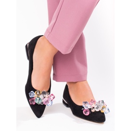 Shelovet pumps med låg klack för kvinnor i svart mocka 1