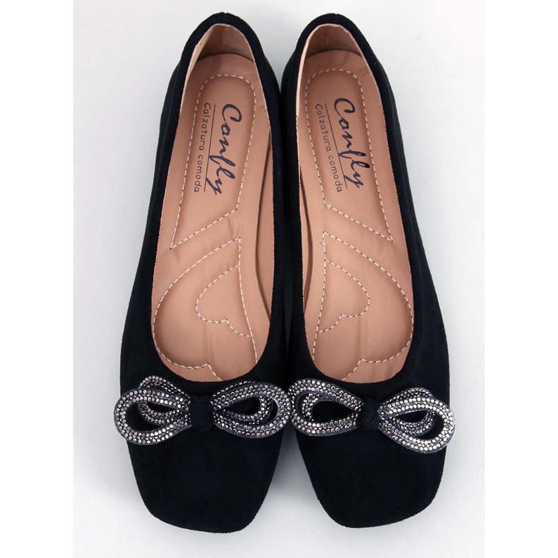 BM Serna Nero balett i mocka med rosett svart 1