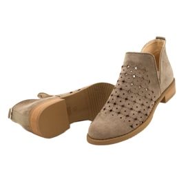 DASZYŃSKI Genombrutna mockaskor med en skuren Carine beige brun 5