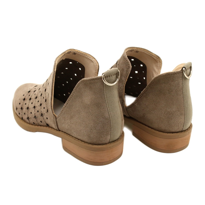 DASZYŃSKI Genombrutna mockaskor med en skuren Carine beige brun 7