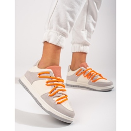 Shelovet sneakers med orange snörning vit 2
