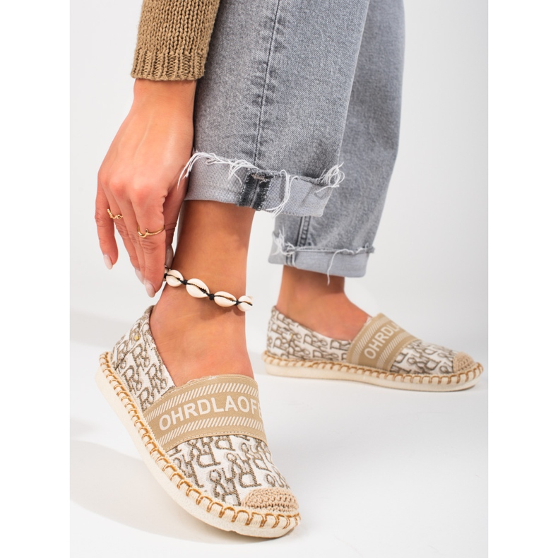 Shelovet beige espadrillor för kvinnor med mönster 1