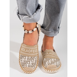Shelovet beige espadrillor för kvinnor med mönster 2