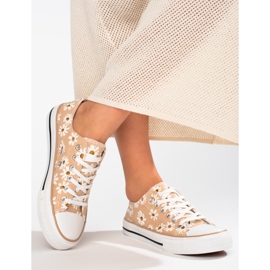 Shelovet beige blommiga sneakers för kvinnor 2