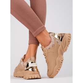 Beige Shelovet-sneakers för kvinnor med tjock sula 2