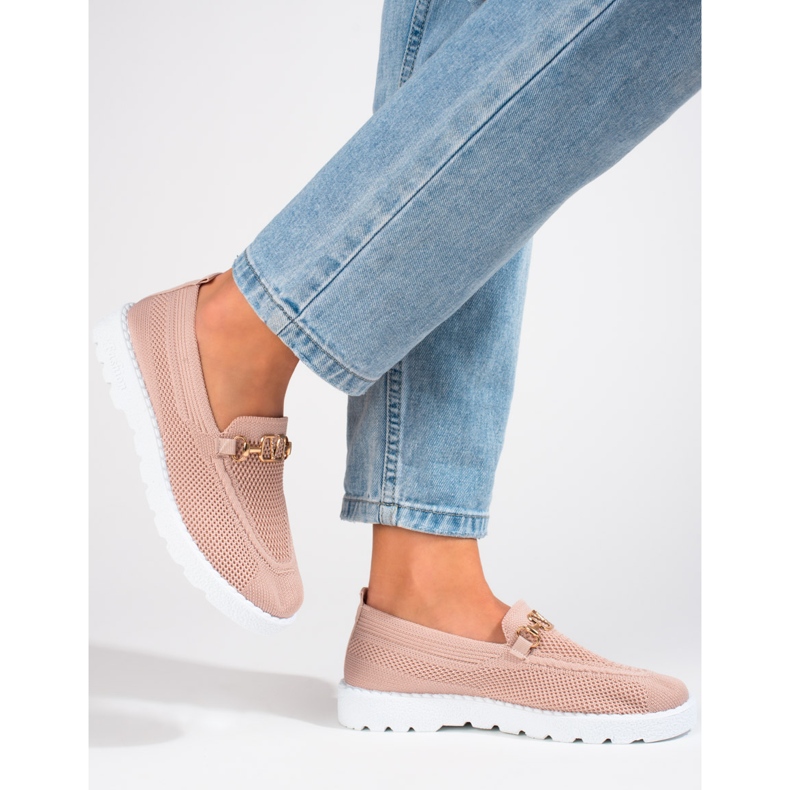 Shelovet pudertextil loafers för kvinnor rosa 2