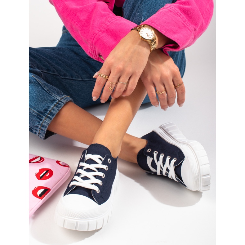 Shelovet marinblå sneakers för kvinnor på plattformen 1