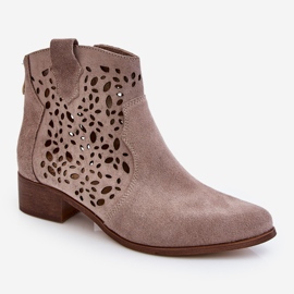 Lewski Shoes Genombrutna stövlar för kvinnor Leski Skor 2909 Ljusbrun beige 2