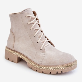 Lewski Shoes Flat Boots Leski Skor 3285 Ljus beige 1