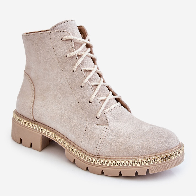 Lewski Shoes Flat Boots Leski Skor 3285 Ljus beige 1