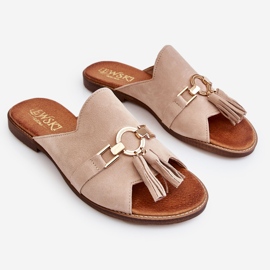 Lewski Shoes Damtofflor i mocka Leewski Skor 3226 Beige 2