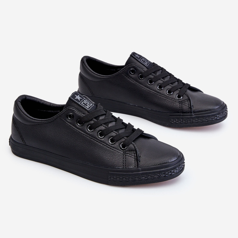 News Klassiska sneakers i läder, läder, svart Misima 1