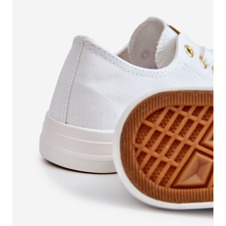 News Klassiska sneakers för kvinnor, vit och guld Ecoma 2