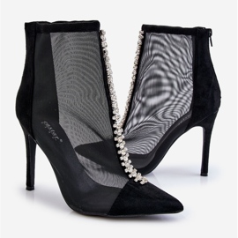 Fashionabla högklackade damstövlar med mesh svart Rummi 2