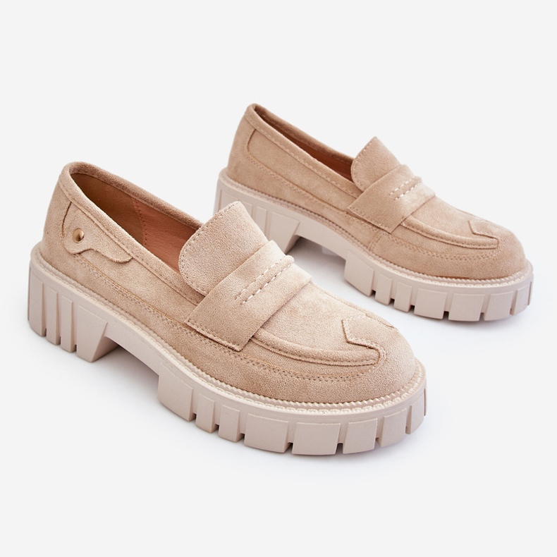 Slip-on skor i mocka för kvinnor Beige Fiorell 1