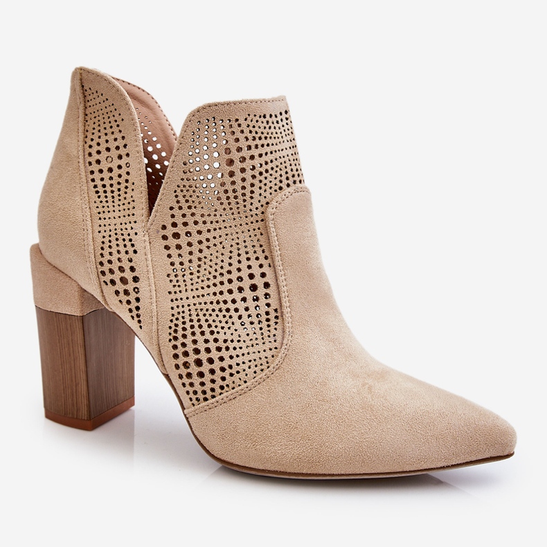 PM1 Genombruten mocka högklackade stövlar Ljusbeige Leanna brun 2