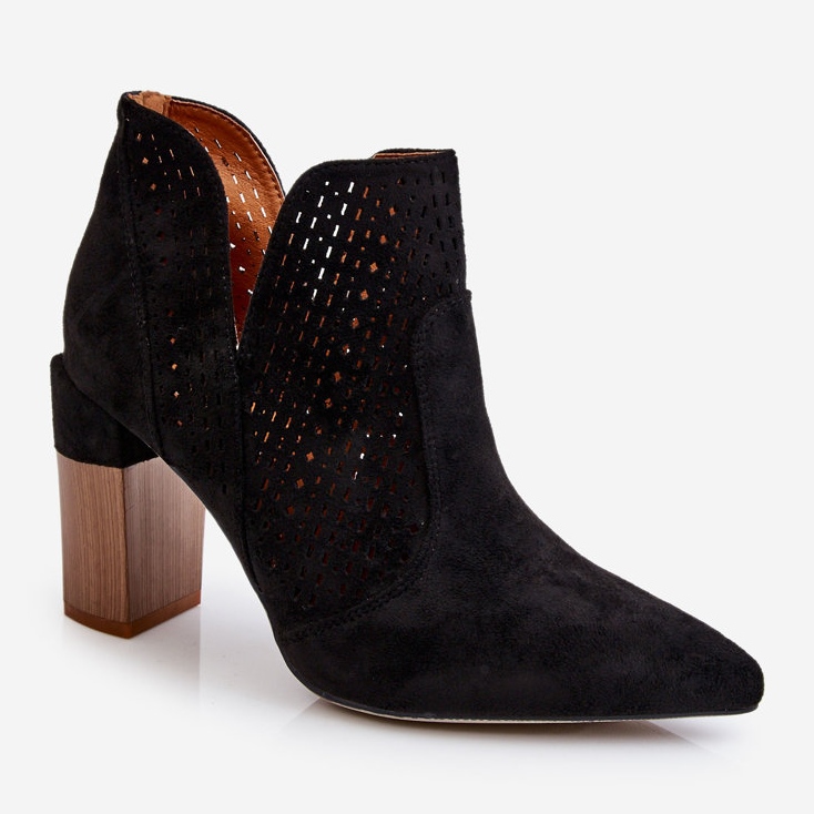 Fashionabla mocka genombrutna högklackade stövlar Svart Genevi 2