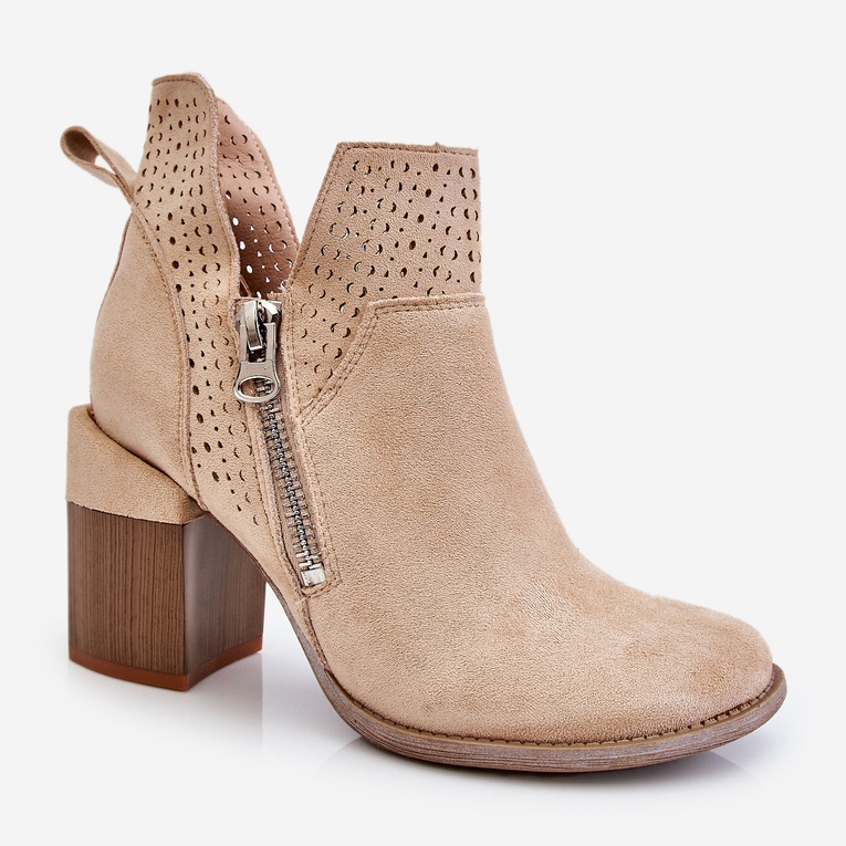 PM1 Camden Mocka Chunky Heel Boots Light Beige 2
