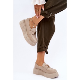Lemar Fashionabla läderplattformsskor Beige Marsol 2