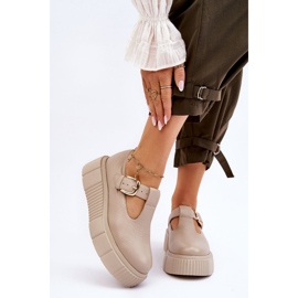 Lemar Fashionabla läderskor på en massiv plattform beige Colson 1