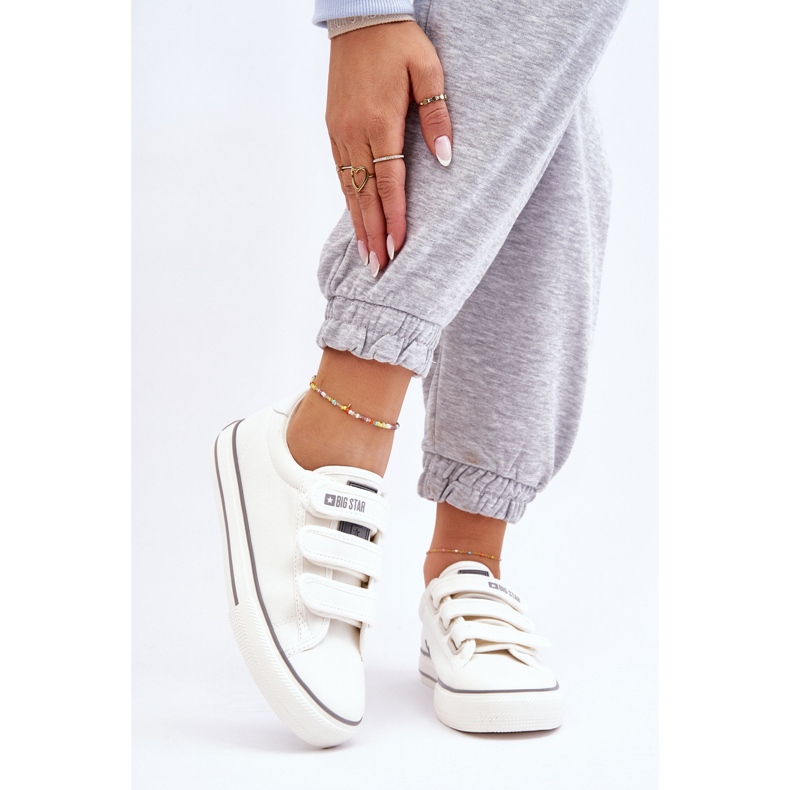 Klassiska Sneakers med kardborreband i textil Big Star LL274A203 Vit 1
