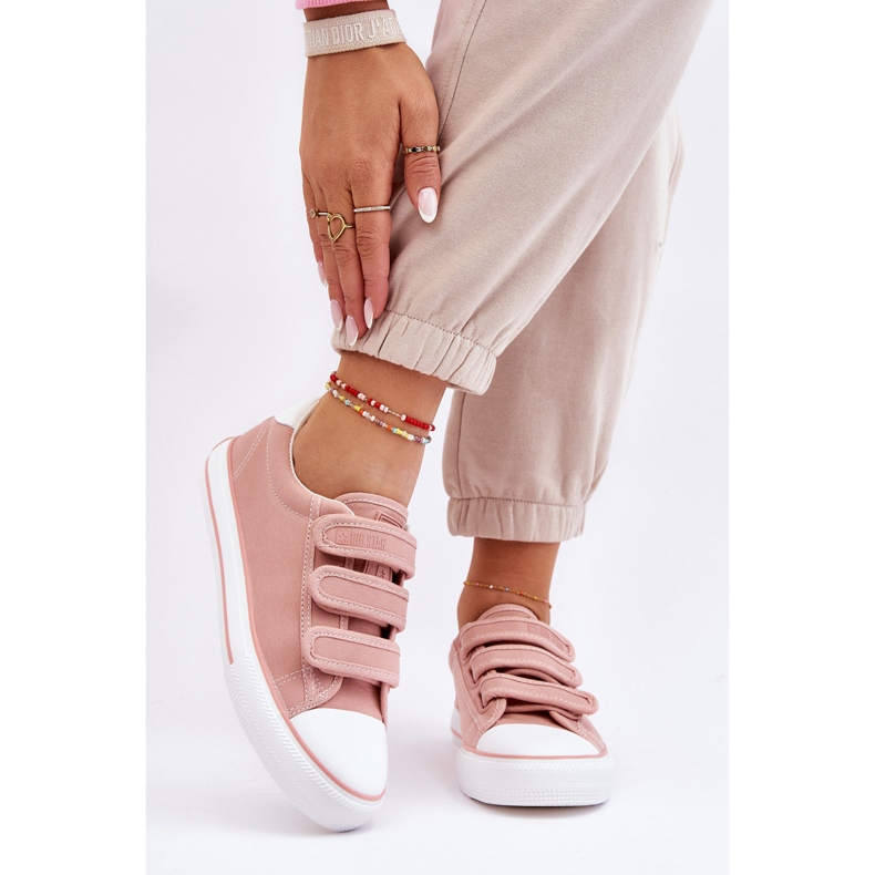 Klassiska tyg kardborre sneakers Big Star LL274A200 Rosa 2