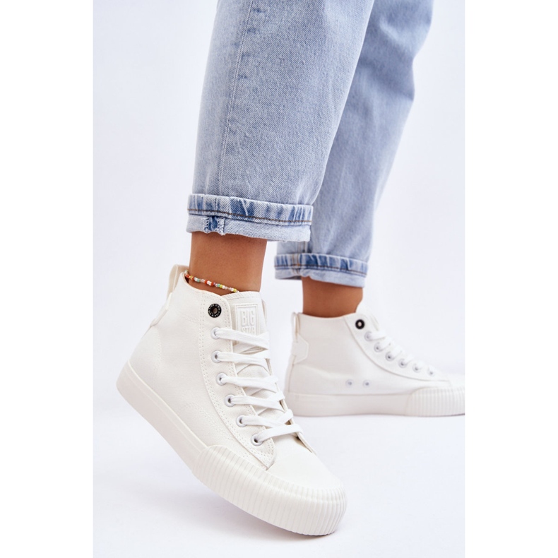 Damer Big Star Tyg High Top Sneakers LL274445 Vit 2