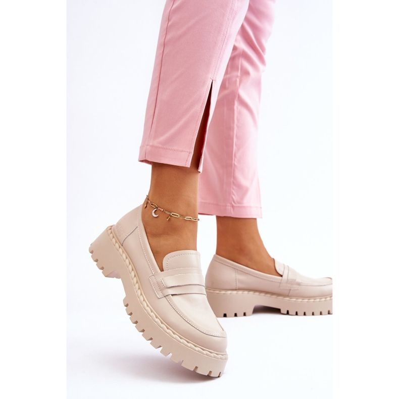 Dam Loafers Läderskor Big Star LL274457 Beige 2