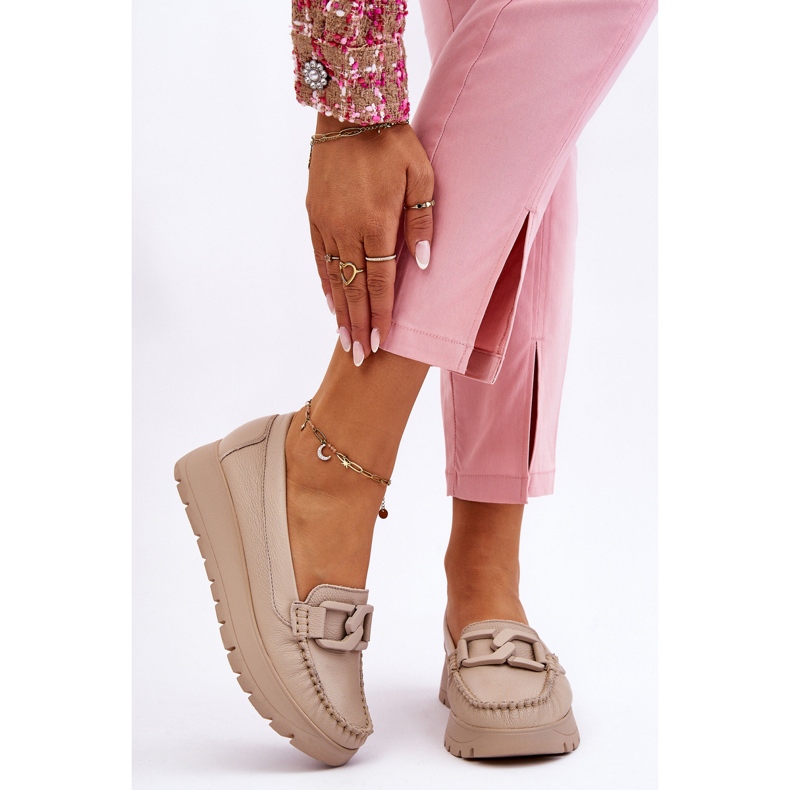 Lemar Loafers i läderplattform med beige Desmond-utsmyckningar 1