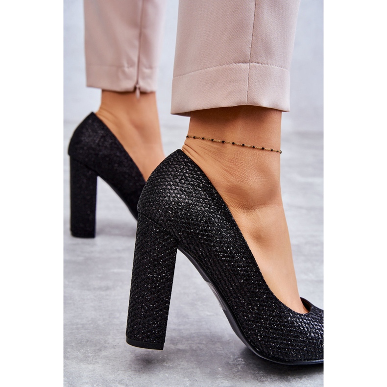 Glänsande Pumps På Svart Klack 3