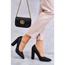 Glänsande Pumps På Svart Klack 2