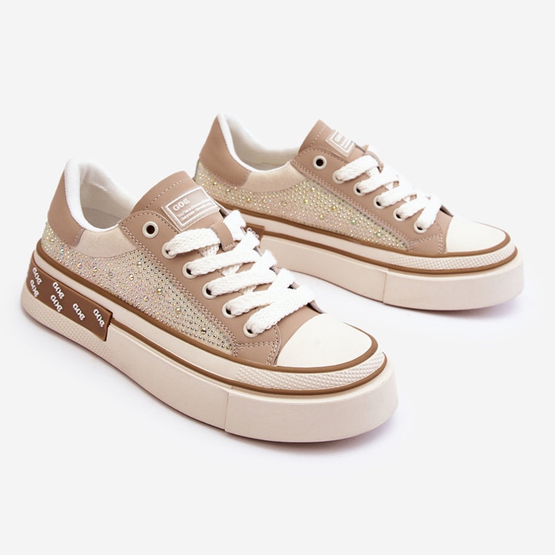 Sneakers för damer med strålar GOE LL2N4055 Beige 1