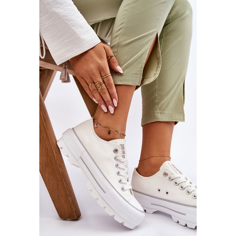 Tyg Plattform Sneakers Big Star LL274150 Vit 2