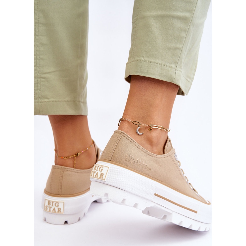 Tyg Plattform Sneakers Big Star LL274154 Beige 1