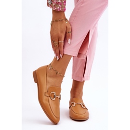 PG1 Klassiska Loafers för damer med Camel Jamie-utsmyckning beige 1